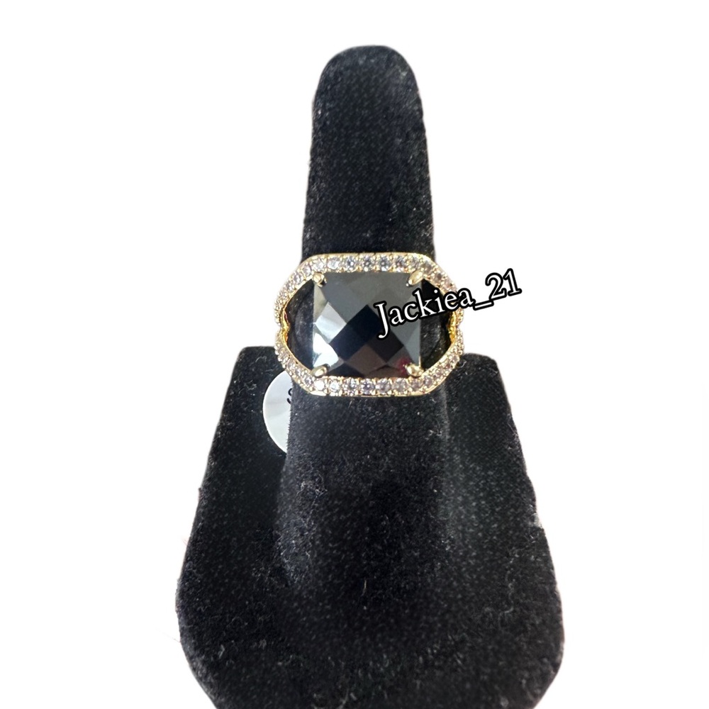 Entwined Desire Gold Plated Ring with Black Onyx and Cubic Zirconia